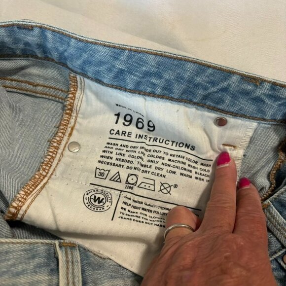 Gap 1969 Womens Real Straight Jeans With Frayed Hem Light Wash Denim - Picture 10 of 10